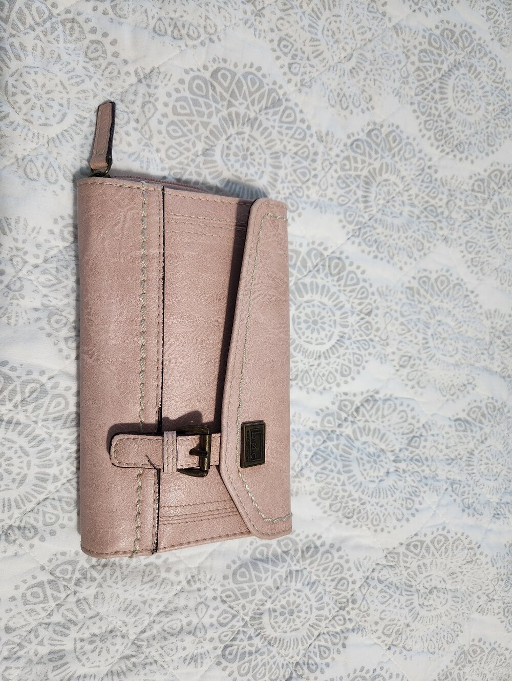 b.o.c. Pale Blush Pink Women's Fold-Over Wallet with Buckle Accent